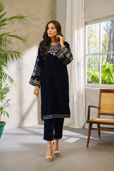 DA-1676 BLUE EMBROIDERED KURTA